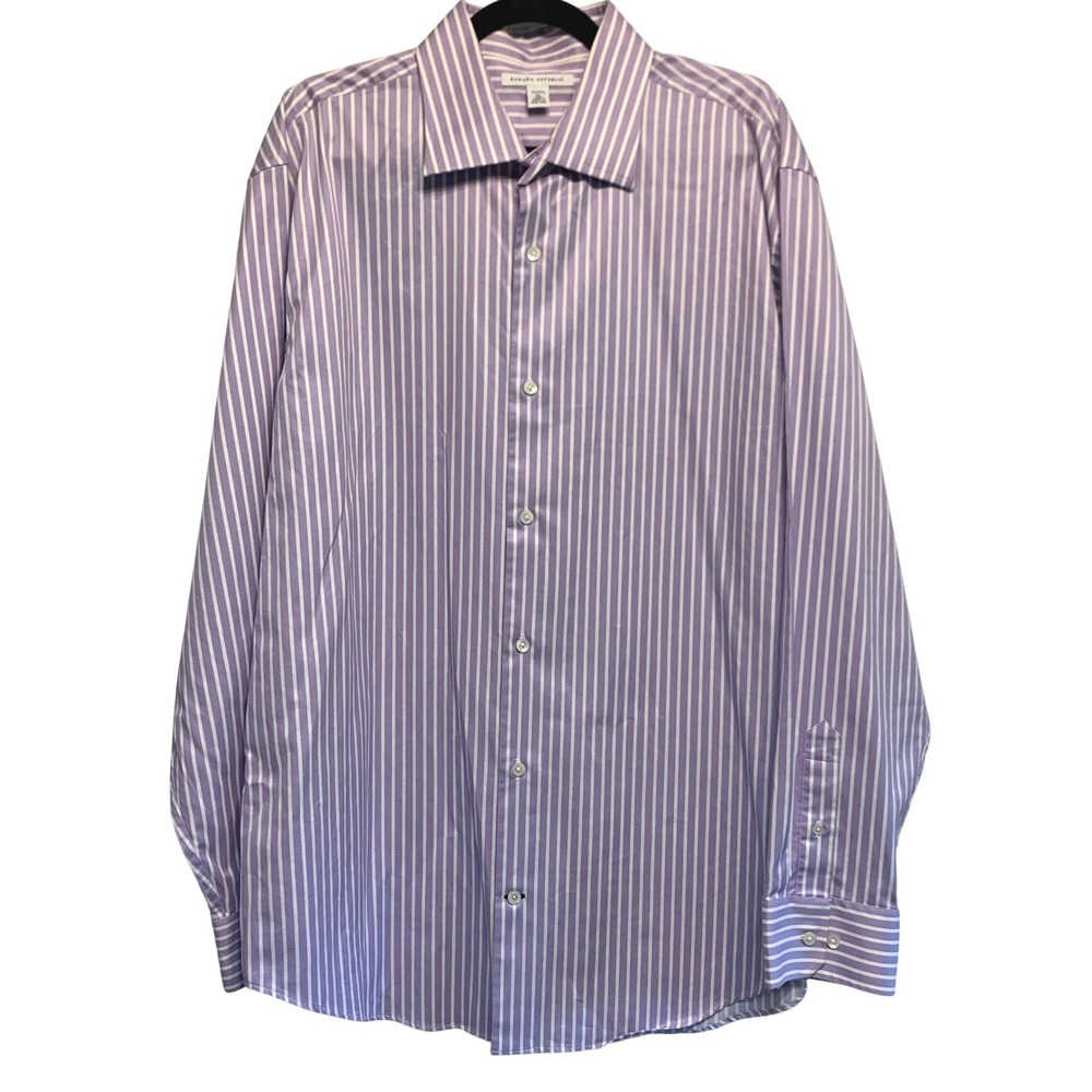 Banana Republic Button Down Shirt XL Striped Cotton Preppy Classic Quiet Luxury